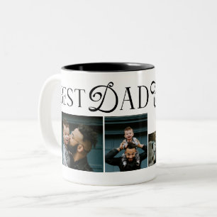 Tasse 2 Couleurs Meilleur Papa Ever 3 Photos Cœur Cadeaux de Fête d