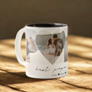 Tasse 2 Couleurs Meilleur Papa Ever 4 Photo Collage pour papa ou gr