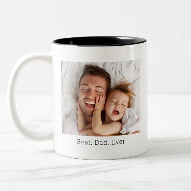 Tasse 2 Couleurs Meilleur papa Jamais Fête des pères photo (Best Dad Ever Father's Day Photo Two-Tone Coffee Mug)