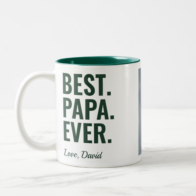Tasse 2 Couleurs Meilleur. Papa. Jamais. Photo fête des pères (Gauche)