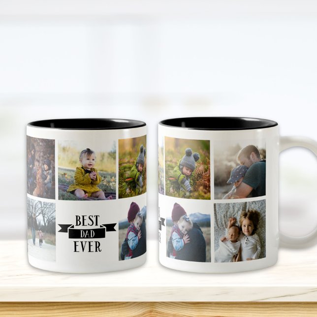 Tasse 2 Couleurs Meilleur Papa Jamais Photo Musique Personnalisée (Créateur téléchargé)