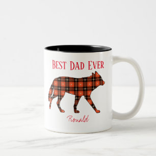 Tasse 2 Couleurs Meilleur papa jamais Wolf Buffalo Plaid