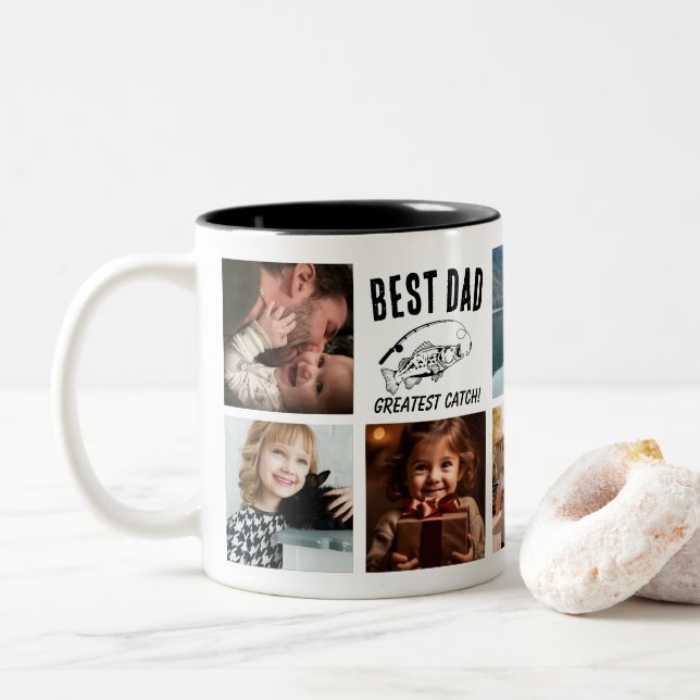 Tasse 2 Couleurs Meilleur Papa - Meilleur Catch ! Pêche sur mesure  (Avec donut)