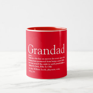 Tasse 2 Couleurs Meilleur Papi Papy Grand-père Définition Rouge