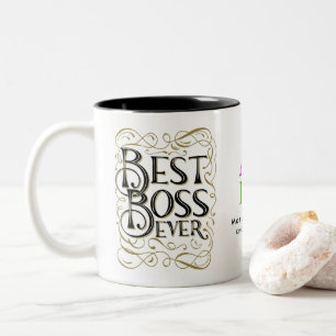 Tasse 2 Couleurs Meilleur patron jamais personnalisé Logo Typograph