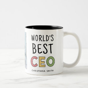 Tasse 2 Couleurs Meilleur PDG de Photo personnalisée au monde