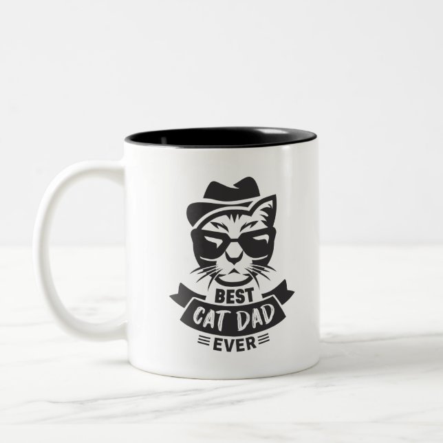 Tasse 2 Couleurs Meilleur père de chat (Gauche)