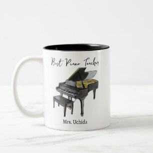 Tasse 2 Couleurs Meilleur professeur de piano Nom personnalisé Cade