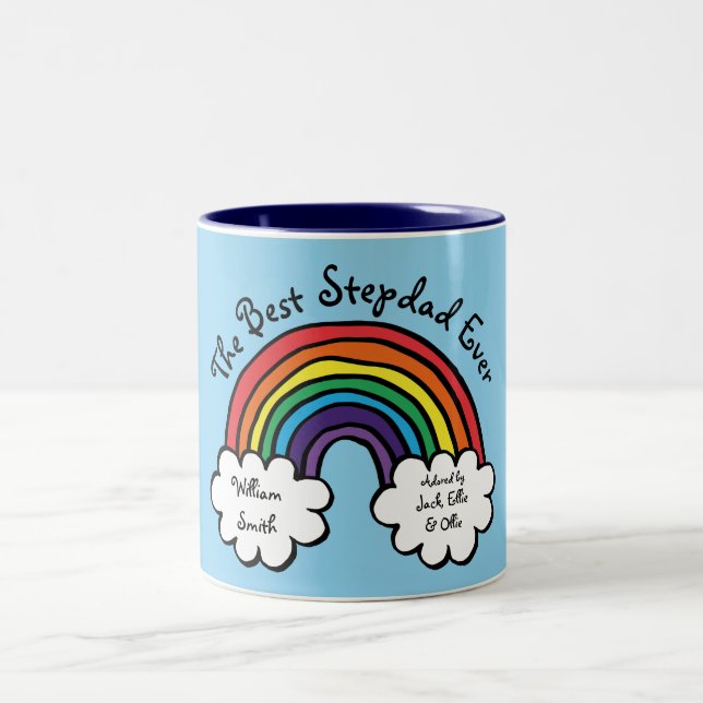Tasse 2 Couleurs Meilleur Stepdad jamais Stepfather Rainbow Blue (Centre)