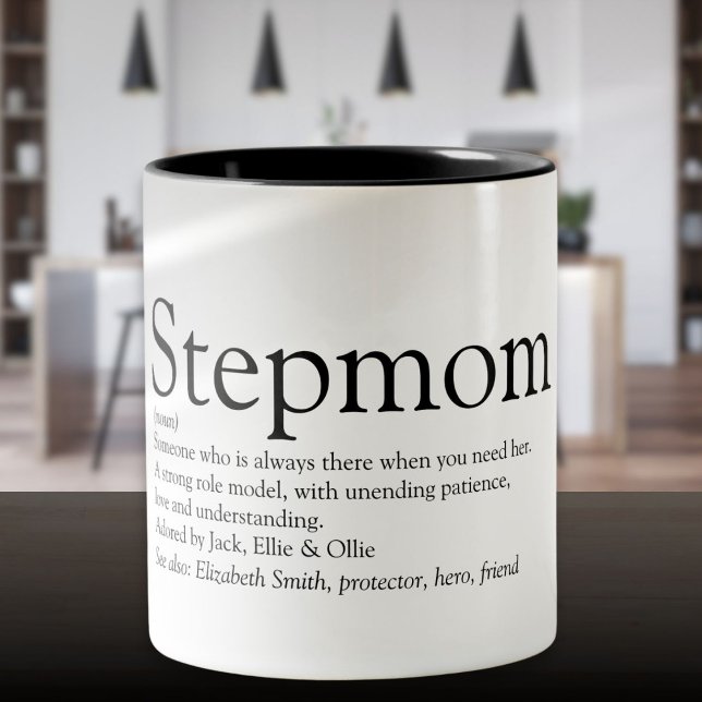 Tasse 2 Couleurs Meilleur Stepmaman au monde, Stepmère Définition (World's Best Ever Stepmom, Stepmother Definition Two-Tone Coffee Mug)