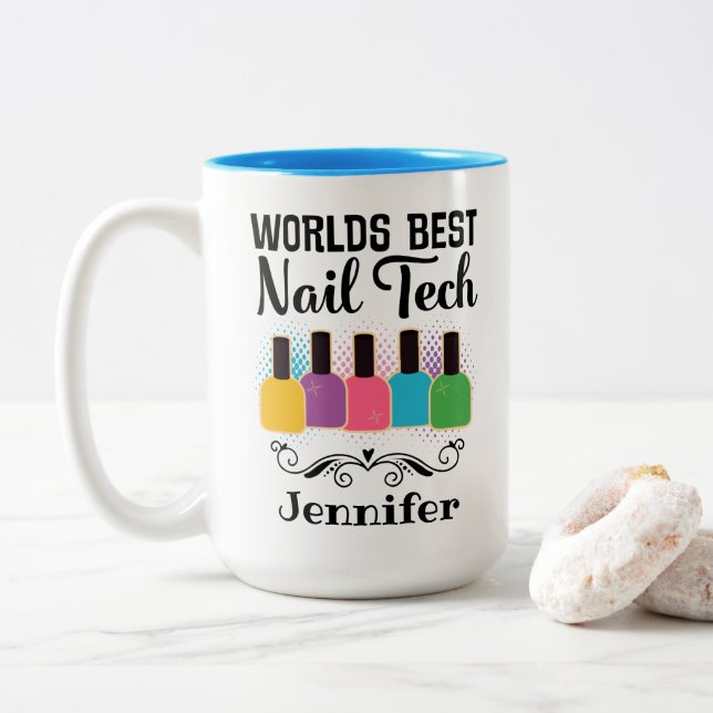 Tasse 2 Couleurs Meilleur Technicien Nail (Avec donut)