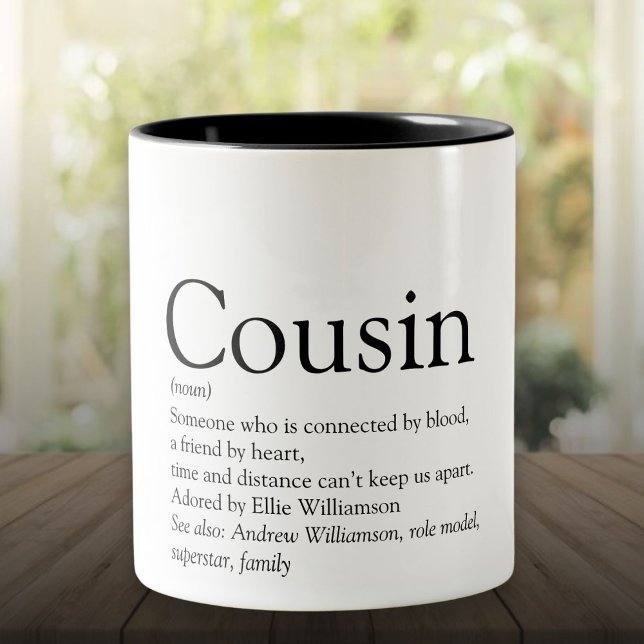 Tasse 2 Couleurs Meilleure définition de cousine au monde (World's Best Ever Cousin Definition Two-Tone Coffee Mug)