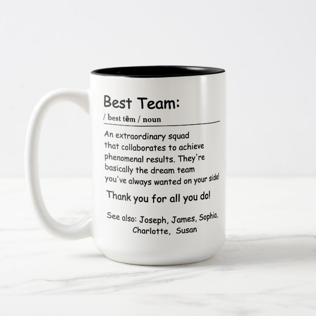 Tasse 2 Couleurs Meilleure définition d'équipe appréciation des emp (Gauche)