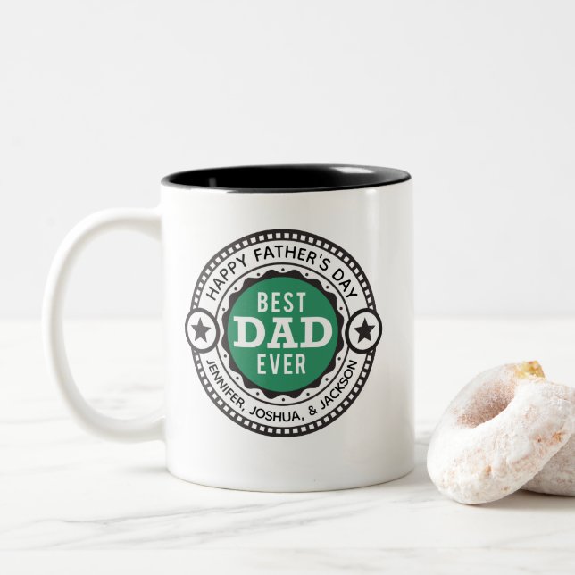 Tasse 2 Couleurs Meilleure Fête des pères papa jamais (Avec donut)