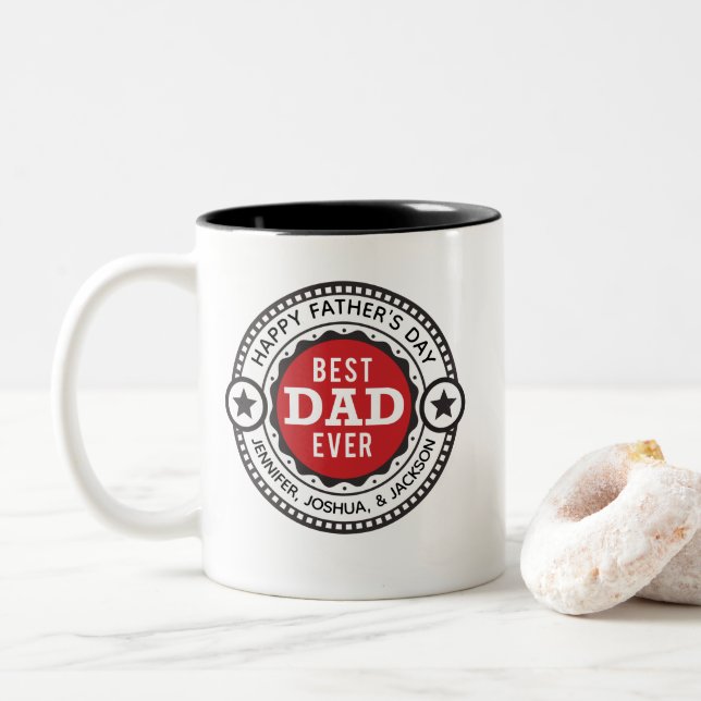 Tasse 2 Couleurs Meilleure Fête des pères papa jamais (Avec donut)