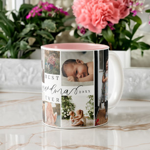Tasse 2 Couleurs Meilleure grand-mère Élégant Script 8 Photo Coll