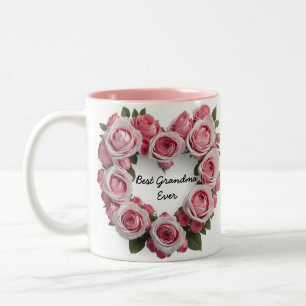 Tasse 2 Couleurs Meilleure grand-mère jamais rose florale