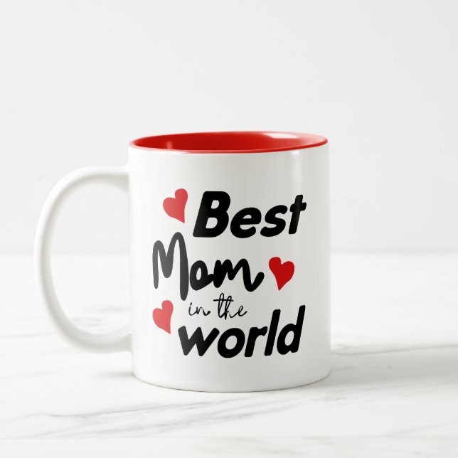 Tasse 2 Couleurs Meilleure maman au monde Fête des mères (Gauche)