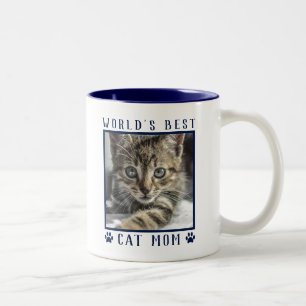 Tasse 2 Couleurs Meilleure Maman de Chat au Monde Empreintes de Pat