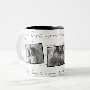 Tasse 2 Couleurs Meilleure Maman du Monde Photos en Noir et Blanc