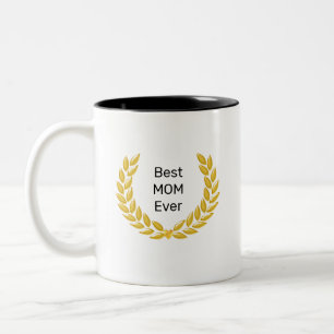 Tasse 2 Couleurs Meilleure Maman et Couronne de Laurier Doré