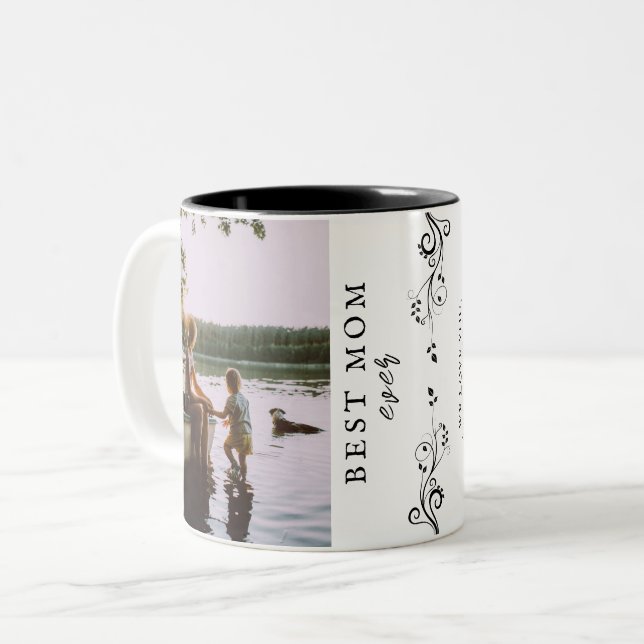 Tasse 2 Couleurs Meilleure maman Foliage Moderne 2 Photos Personnal (Devant gauche)