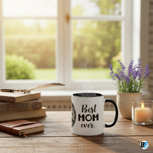 Tasse 2 Couleurs "Meilleure maman jamais" avec la photo de maman, c