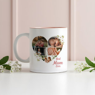 Tasse 2 Couleurs Meilleure maman Jamais Élégante Floral Heart Photo