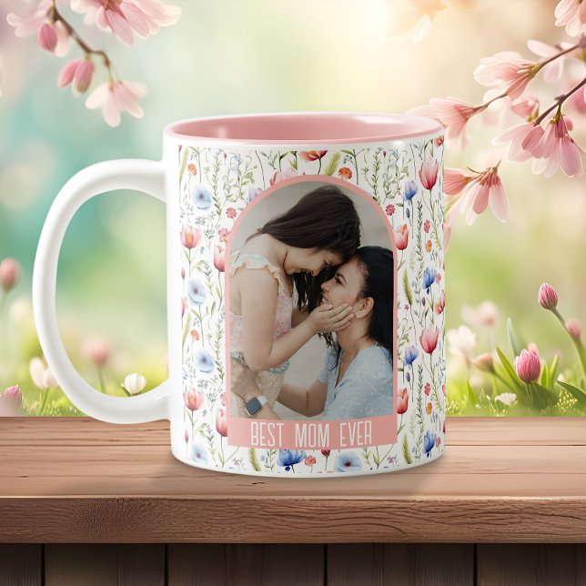 Tasse 2 Couleurs Meilleure Maman Jamais Fleur sauvage Arch Photo Mu (Créateur téléchargé)