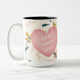 Tasse 2 Couleurs Meilleure maman jamais Fleur sauvage Photo Fête de