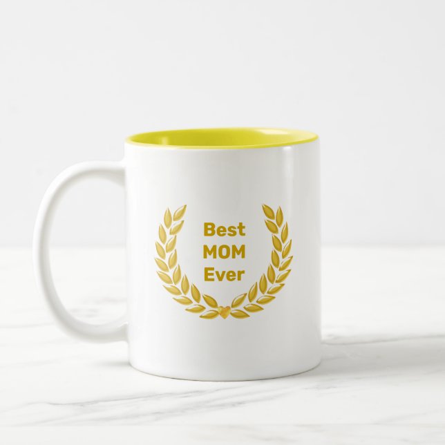 Tasse 2 Couleurs Meilleure maman jamais & Golden Laurel Wreath (Gauche)