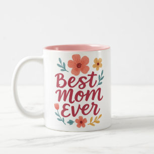 Tasse 2 Couleurs Meilleure maman jamais - Jolie Floral Fête des Mèr