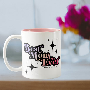 Tasse 2 Couleurs Meilleure Maman Jamais Maman Enfants Nom Retro Ros