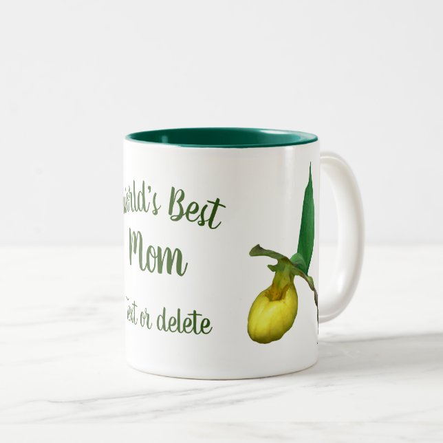 Tasse 2 Couleurs Meilleure maman maman Lady Slipper Flower personna (Devant droit)