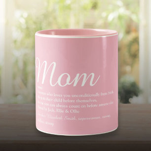 Tasse 2 Couleurs Meilleure Maman Mère Définition Script Rose