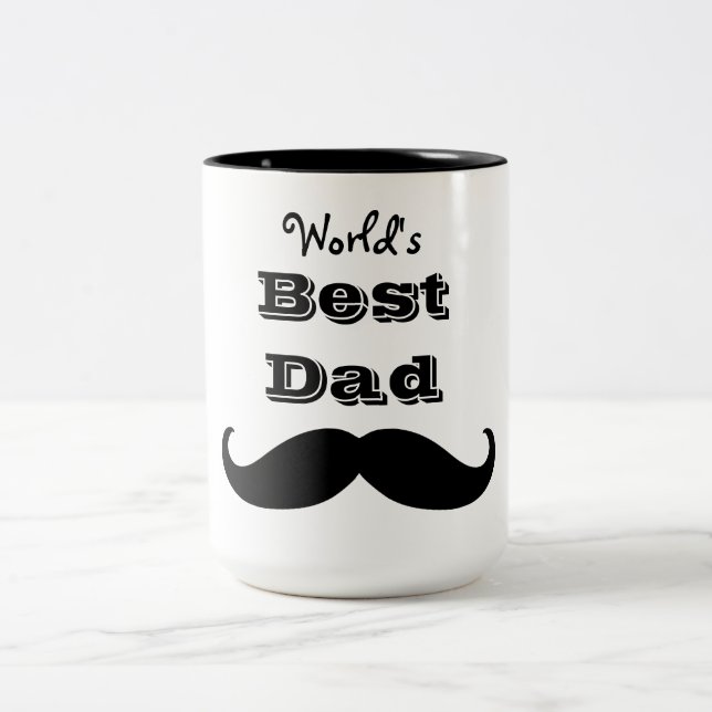 Tasse 2 Couleurs Meilleure moustache papa du monde (Centre)