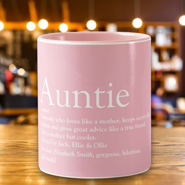 Tasse 2 Couleurs Meilleure Tante, Tante Définition Rose (World's Best Ever Aunt, Auntie Definition Pink Two-Tone Coffee Mug)