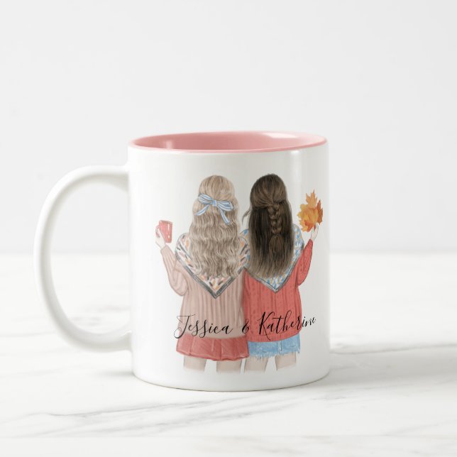 Tasse 2 Couleurs Meilleurs Amis Cheveux Personnalisés BFF Besties A (Gauche)