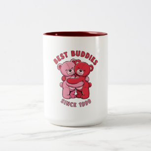Tasse 2 Couleurs Meilleurs Amis Depuis 1990 Câlinant des Ours en Pe