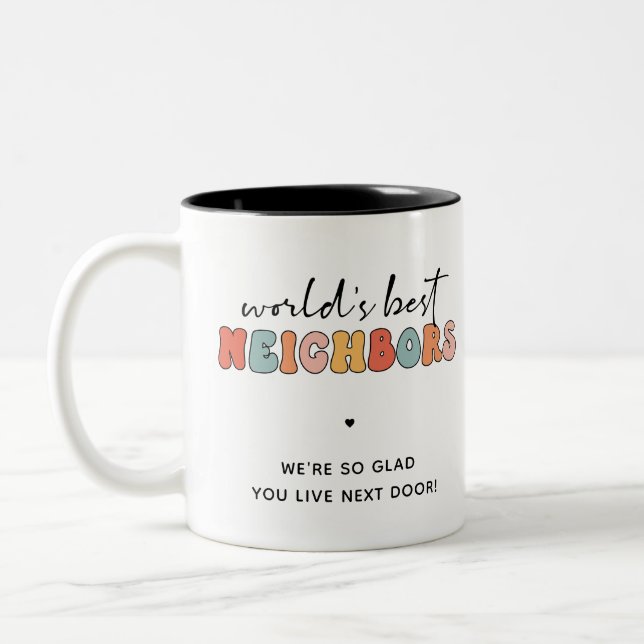Tasse 2 Couleurs Meilleurs voisins Retro World personnalisés (Gauche)