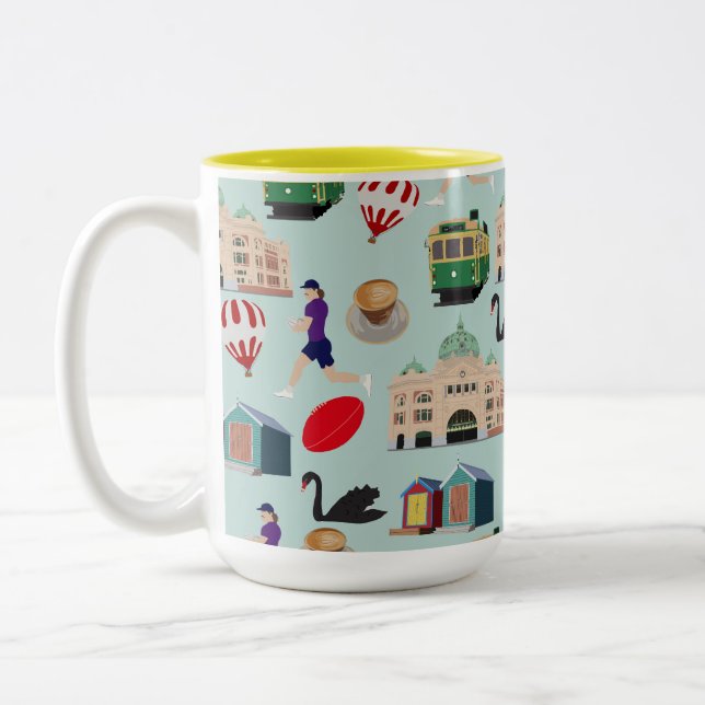 Tasse 2 Couleurs Melbourne Aus,Flinders St Station Coffee Football  (Gauche)