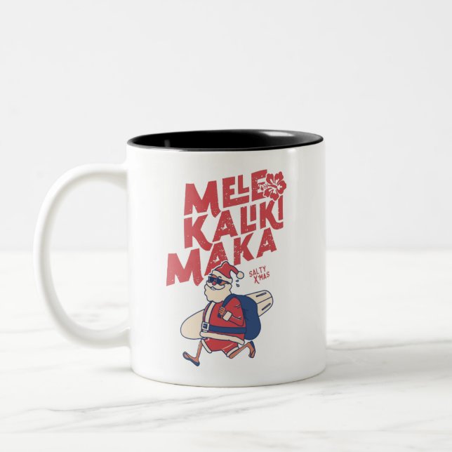 Tasse 2 Couleurs Mele Kalikimaka - Funny Noël hawaïen à Père Noël (Gauche)
