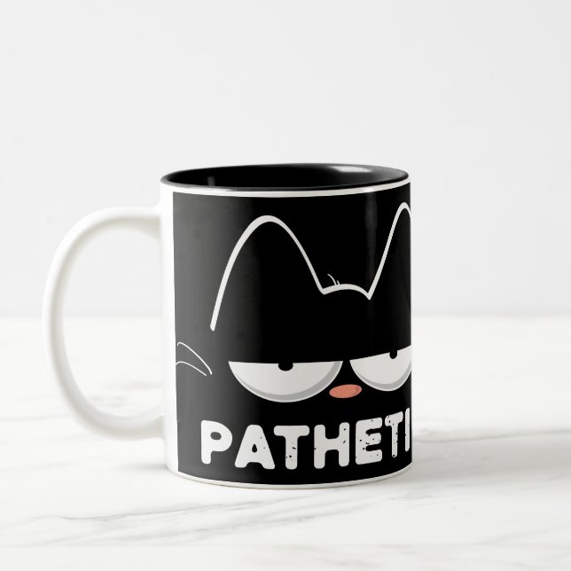 Tasse 2 Couleurs Mème de chat pathétique (Gauche)