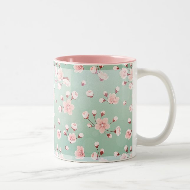 Tasse 2 Couleurs Menthe, fleurs de cerisier, fleur de ressort, (Droit)