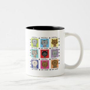 Tasse 2 Couleurs Meow Amoureux des chats Tshirts et cadeaux