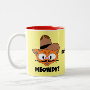 Tasse 2 Couleurs MEOWDY ! Senor Gato caricature Mustache Cat