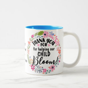 Tasse 2 Couleurs Merci d'aider notre enfant Bloom cadeau enseignant