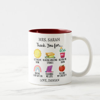 Tasse 2 Couleurs Merci Enseignant Appréciation Don d'étudiants