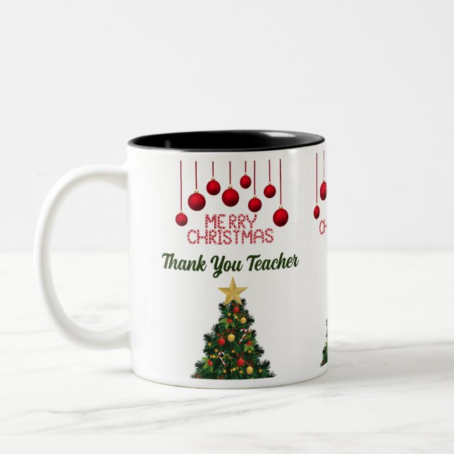 Tasse 2 Couleurs Merci personnalisé d'arbre de Noël (Gauche)