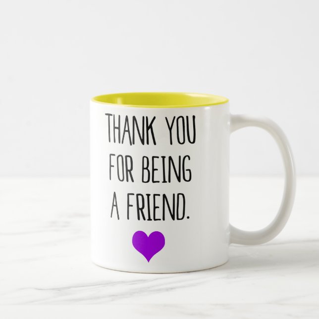 Tasse 2 Couleurs Merci pour être un ami (coeur pourpre) (Droit)